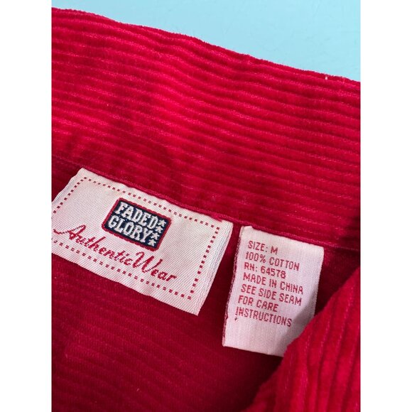 Vintage Faded Glory Corduroy Jacket Women's Medium M Red Y2K 90's Full Zip - Picture 3 of 8